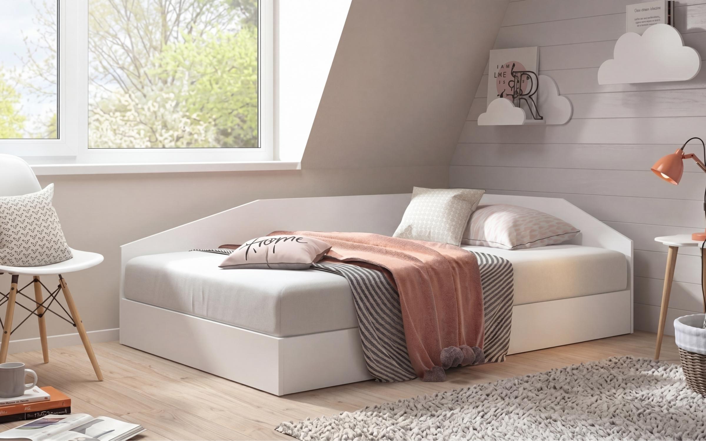 Bed with mechanism for mattress 120/190 Ralitsa, white matt  1